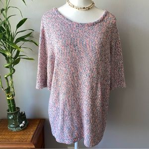 VTG Norm Thompson Sweater size XL short sleeve pink blue white soft